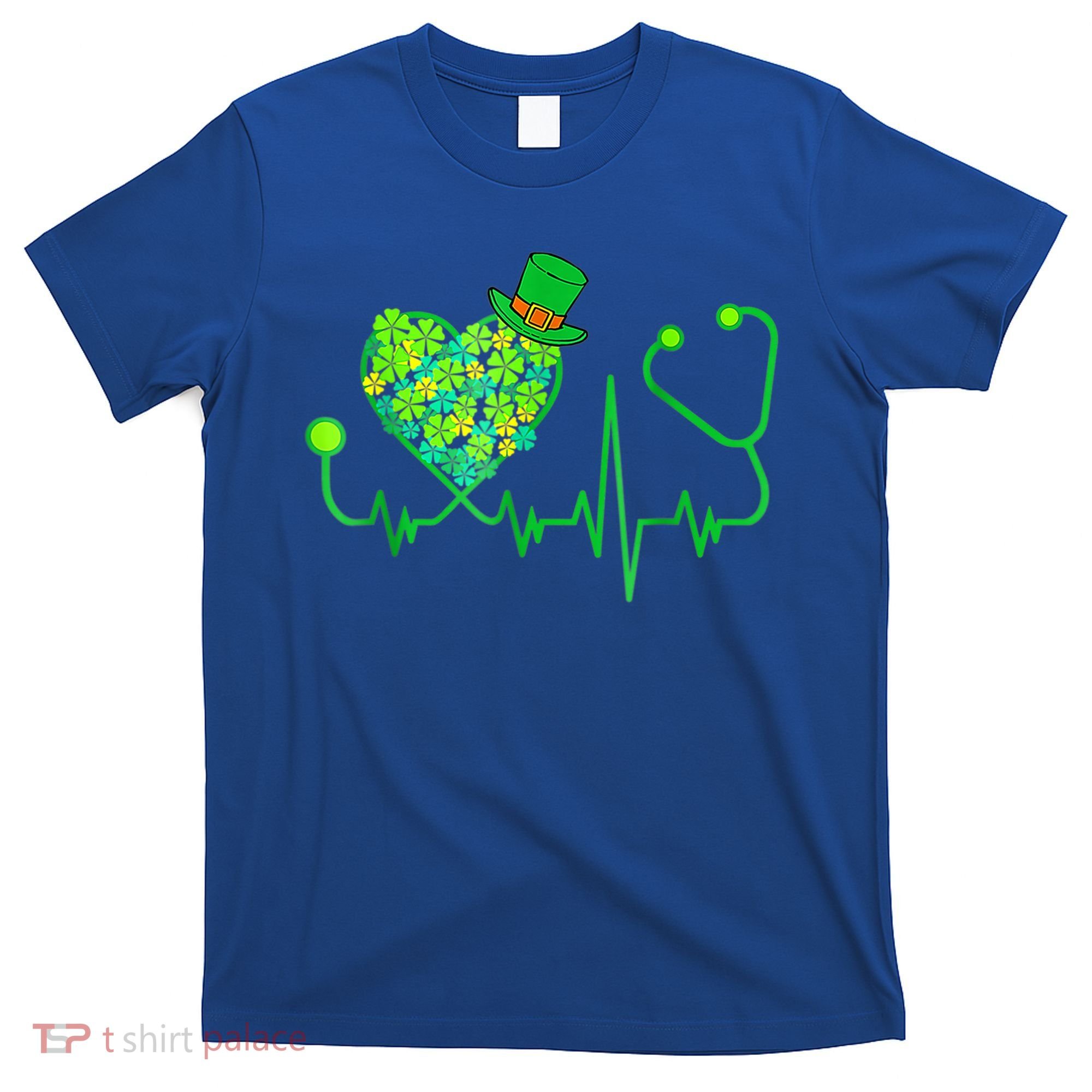 Irish Nurse Stethoscope Heartbeat Shamrock St Patricks Day T-Shirt
