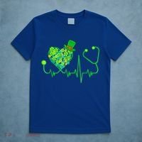 Irish Nurse Stethoscope Heartbeat Shamrock St Patricks Day T-Shirt thumb 5