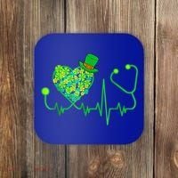 Irish Nurse Stethoscope Heartbeat Shamrock St Patricks Day Coaster thumb 0
