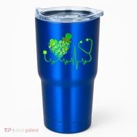 Irish Nurse Stethoscope Heartbeat Shamrock St Patricks Day Tumbler thumb 0