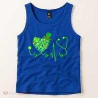 Irish Nurse Stethoscope Heartbeat Shamrock St Patricks Day Tank Top thumb 2
