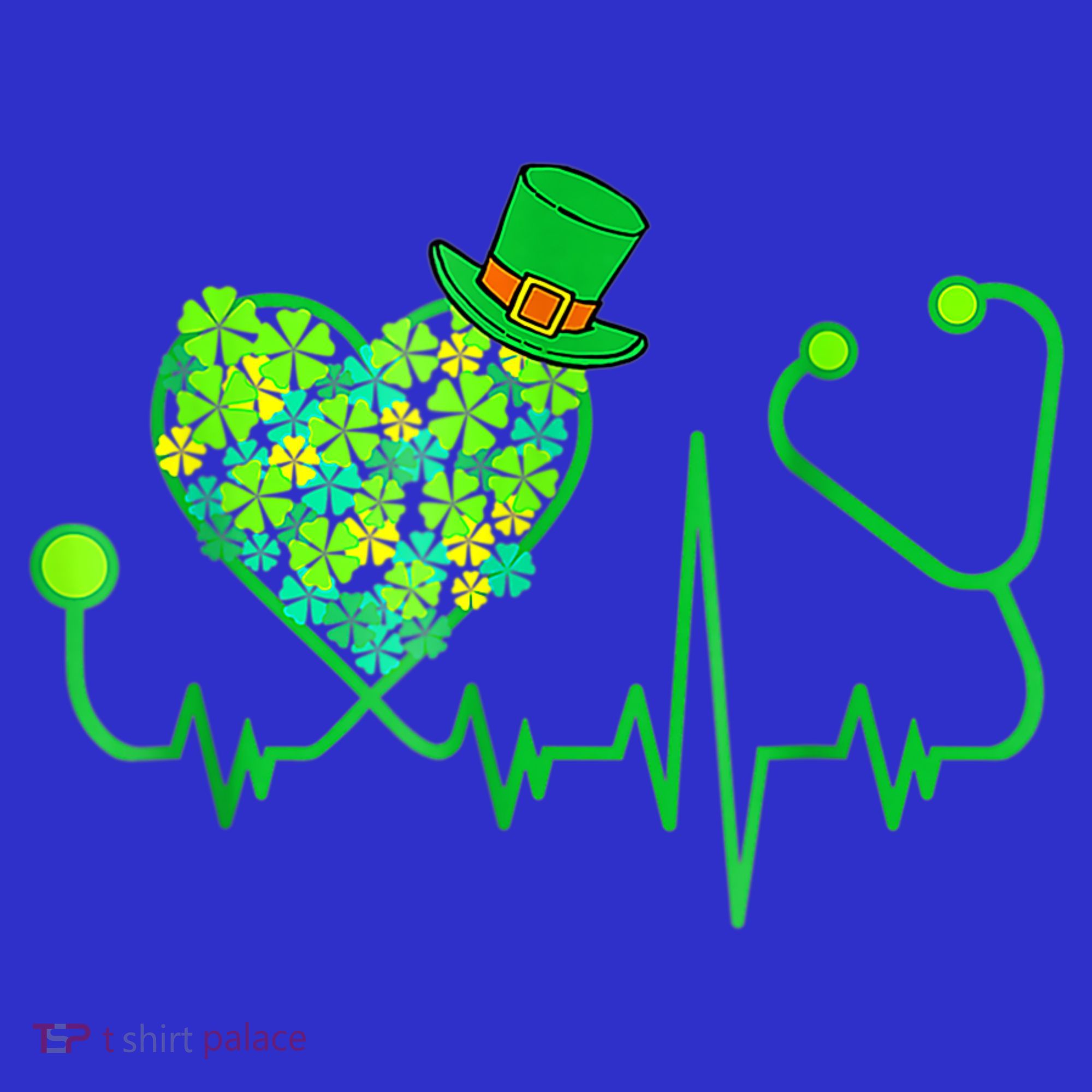 Irish Nurse Stethoscope Heartbeat Shamrock St Patricks Day Tank Top