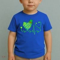 Irish Nurse Stethoscope Heartbeat Shamrock St Patricks Day Toddler T-Shirt thumb 2