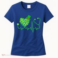 Irish Nurse Stethoscope Heartbeat Shamrock St Patricks Day Women's T-Shirt thumb 0