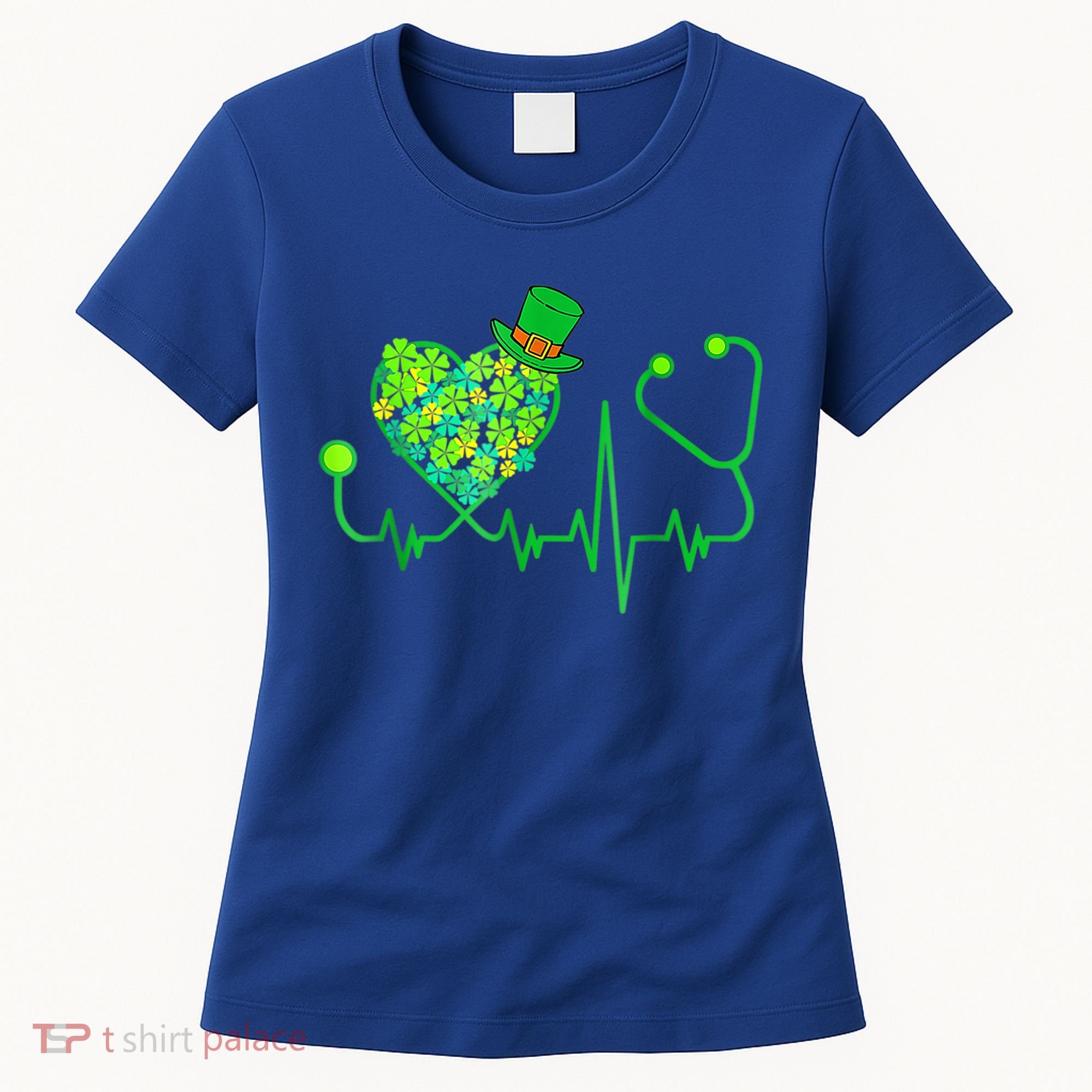 Irish Nurse Stethoscope Heartbeat Shamrock St Patricks Day Women's T-Shirt