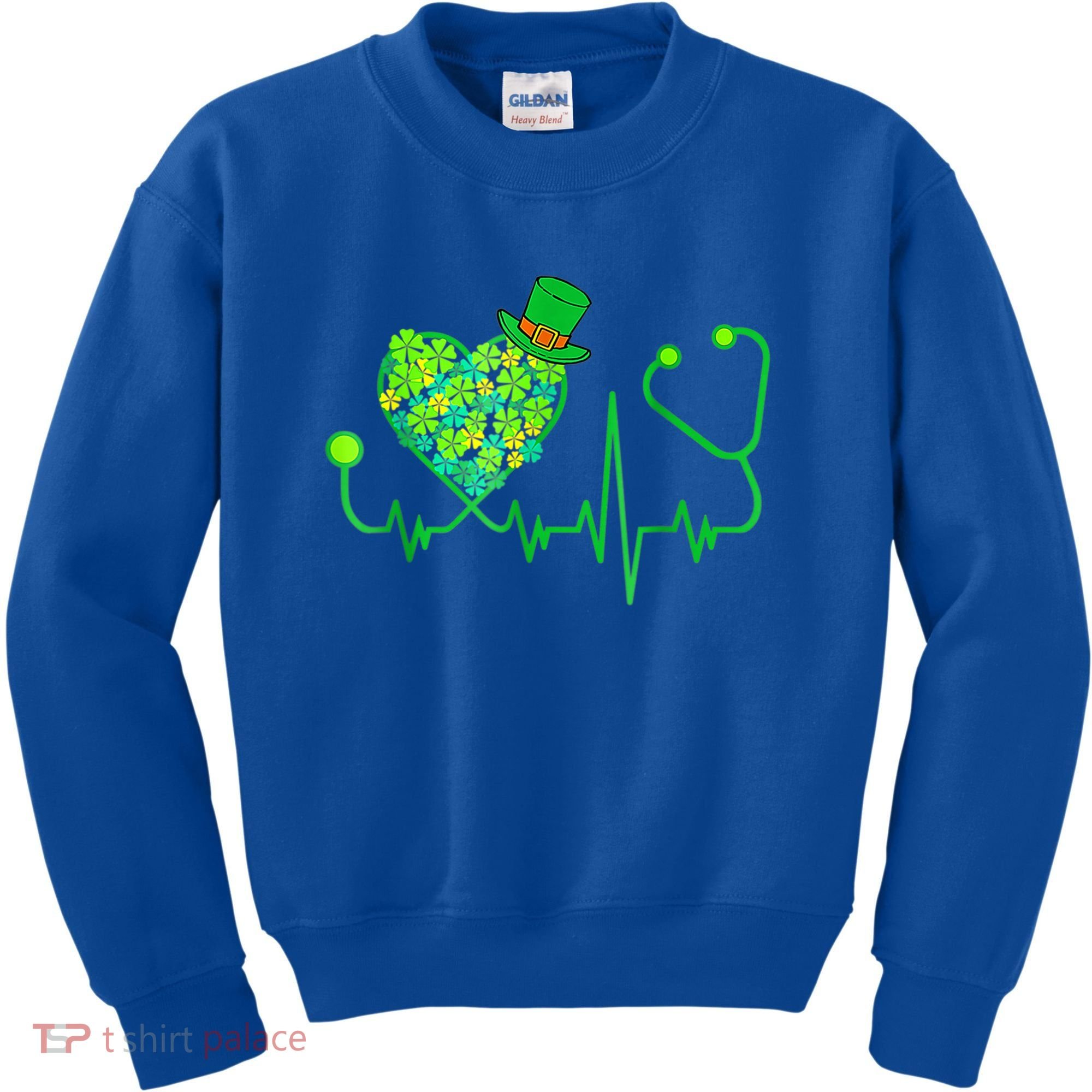 Irish Nurse Stethoscope Heartbeat Shamrock St Patricks Day Kids Sweatshirt