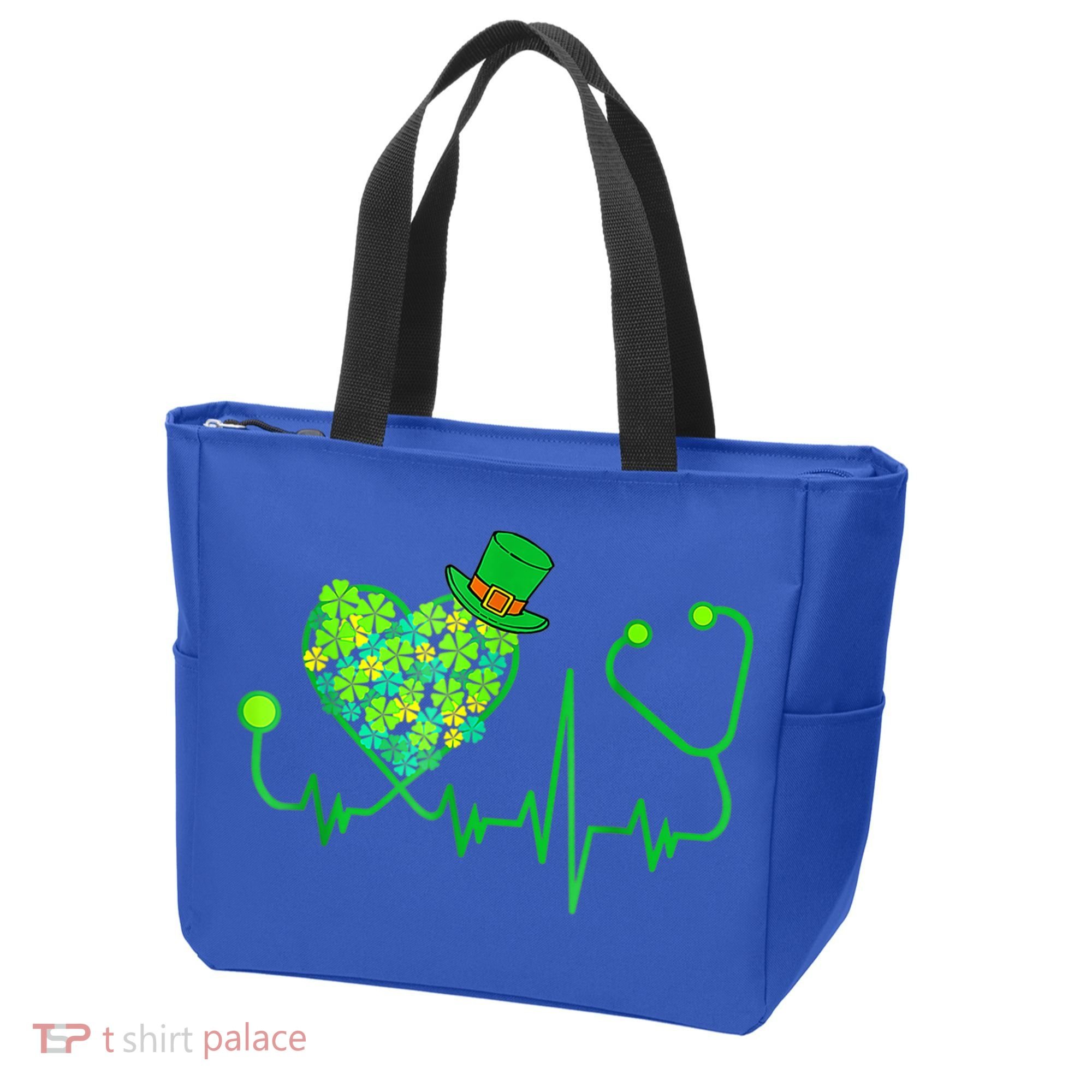 Irish Nurse Stethoscope Heartbeat Shamrock St Patricks Day Tote Bag