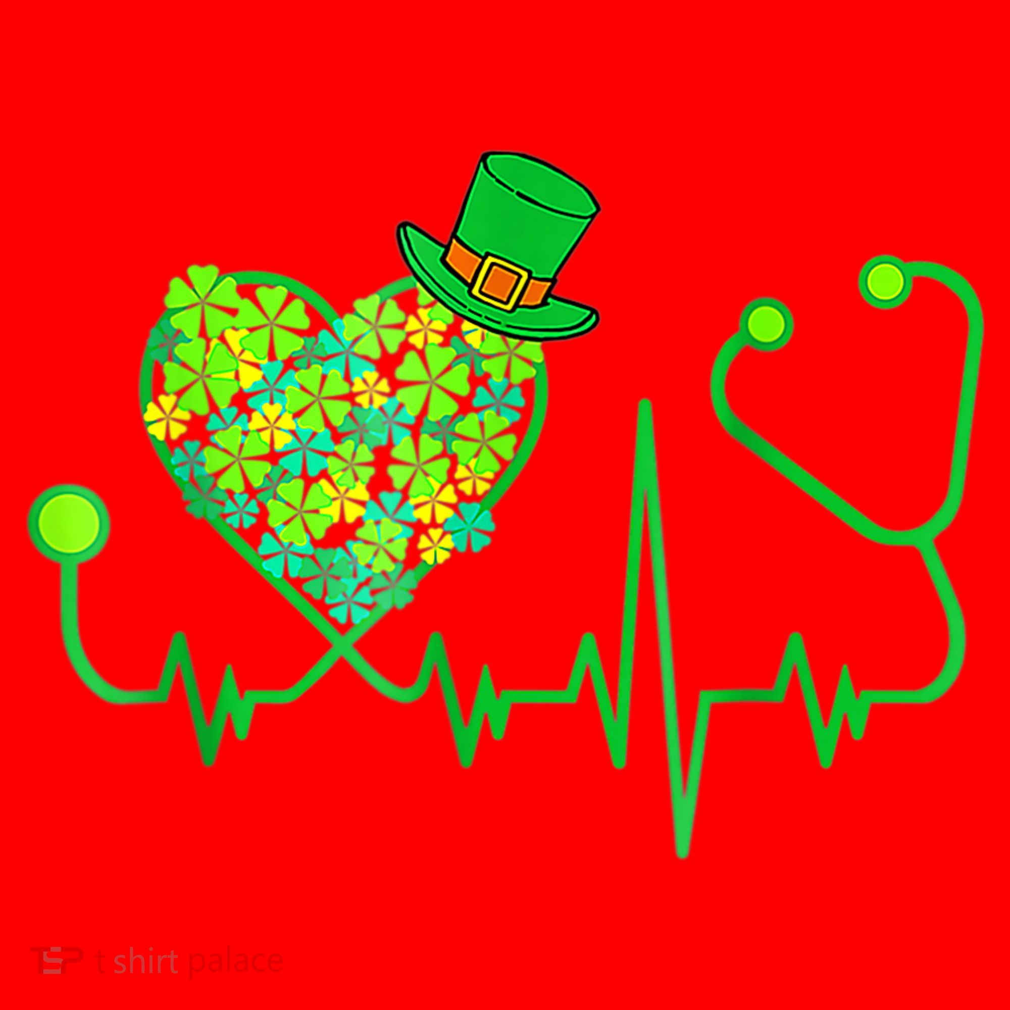 Irish Nurse Stethoscope Heartbeat Shamrock St Patricks Day Santa Hat