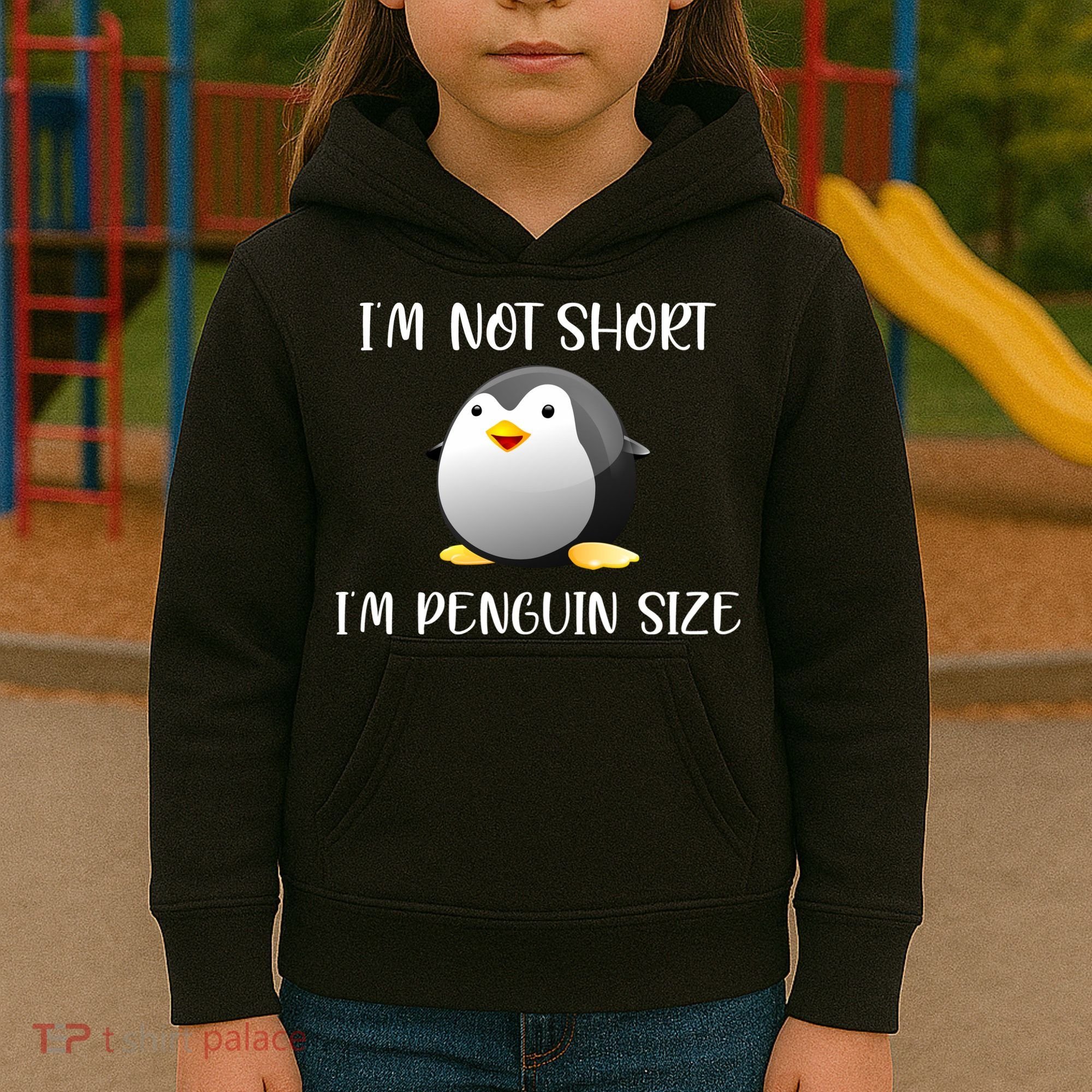 Im Not Short Im Penguin Size Kids Hoodie
