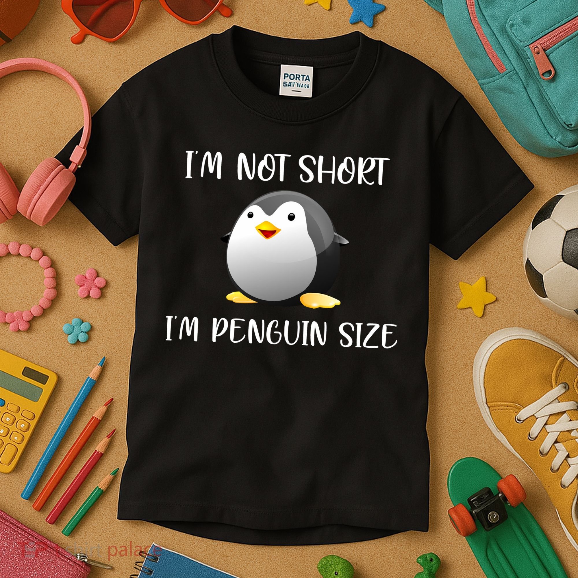 Im Not Short Im Penguin Size Kids T-Shirt