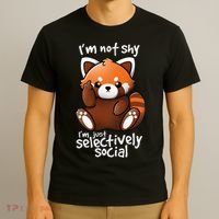 Im Not Shy Im Just Selectively Social Red Panda Antisocial T-Shirt thumb 3