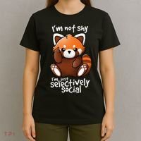 Im Not Shy Im Just Selectively Social Red Panda Antisocial T-Shirt thumb 4