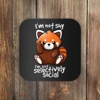 Im Not Shy Im Just Selectively Social Red Panda Antisocial Coaster thumb 0