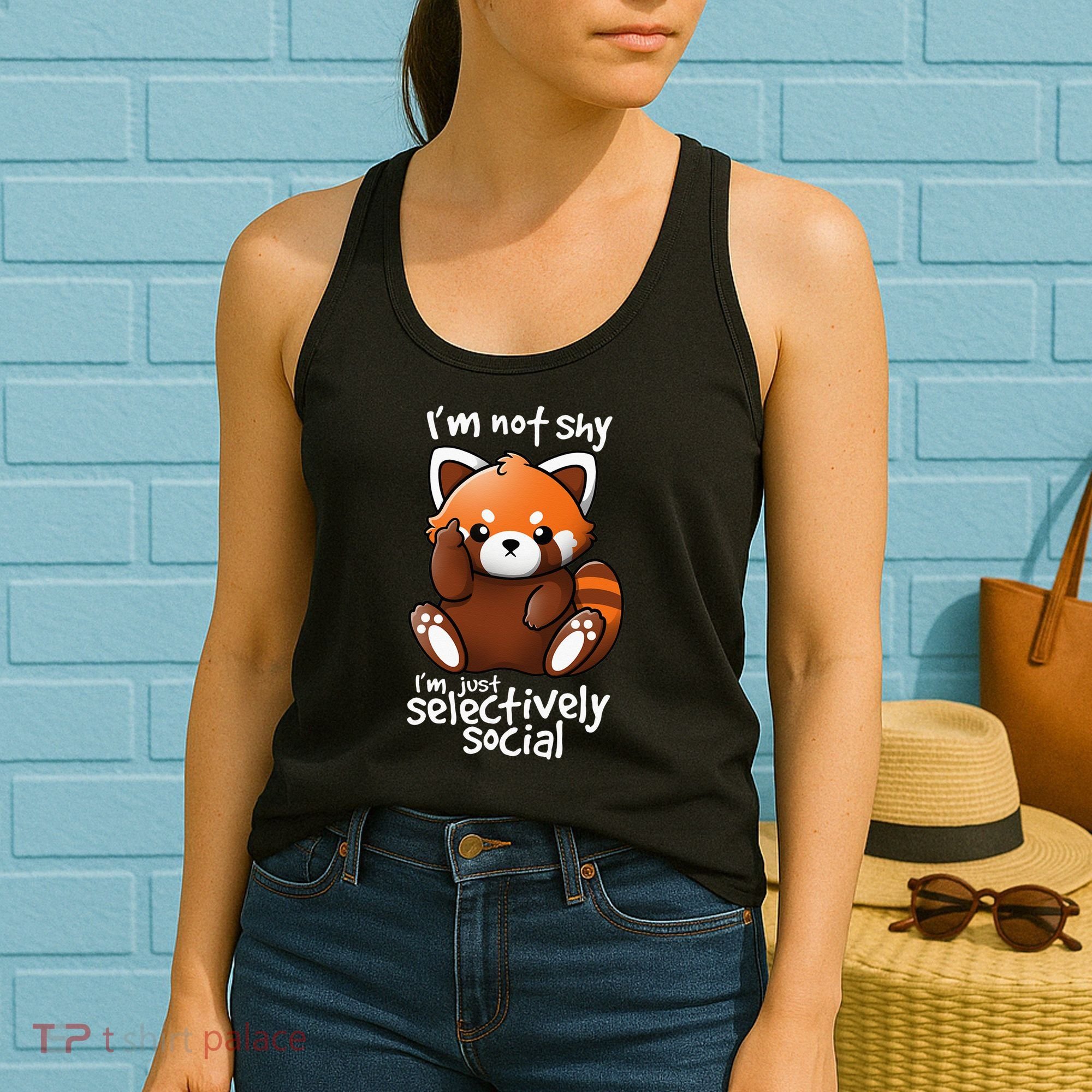 Im Not Shy Im Just Selectively Social Red Panda Antisocial Women's Tank Top