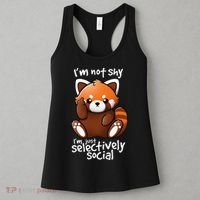 Im Not Shy Im Just Selectively Social Red Panda Antisocial Women's Tank Top thumb 3