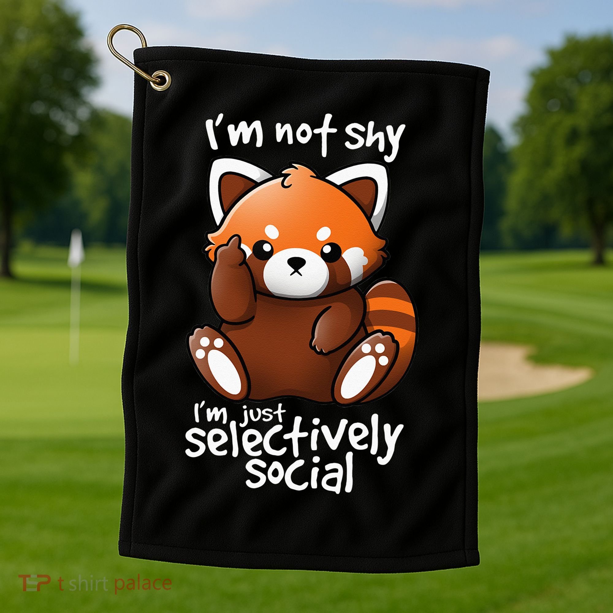 Im Not Shy Im Just Selectively Social Red Panda Antisocial Golf Towel