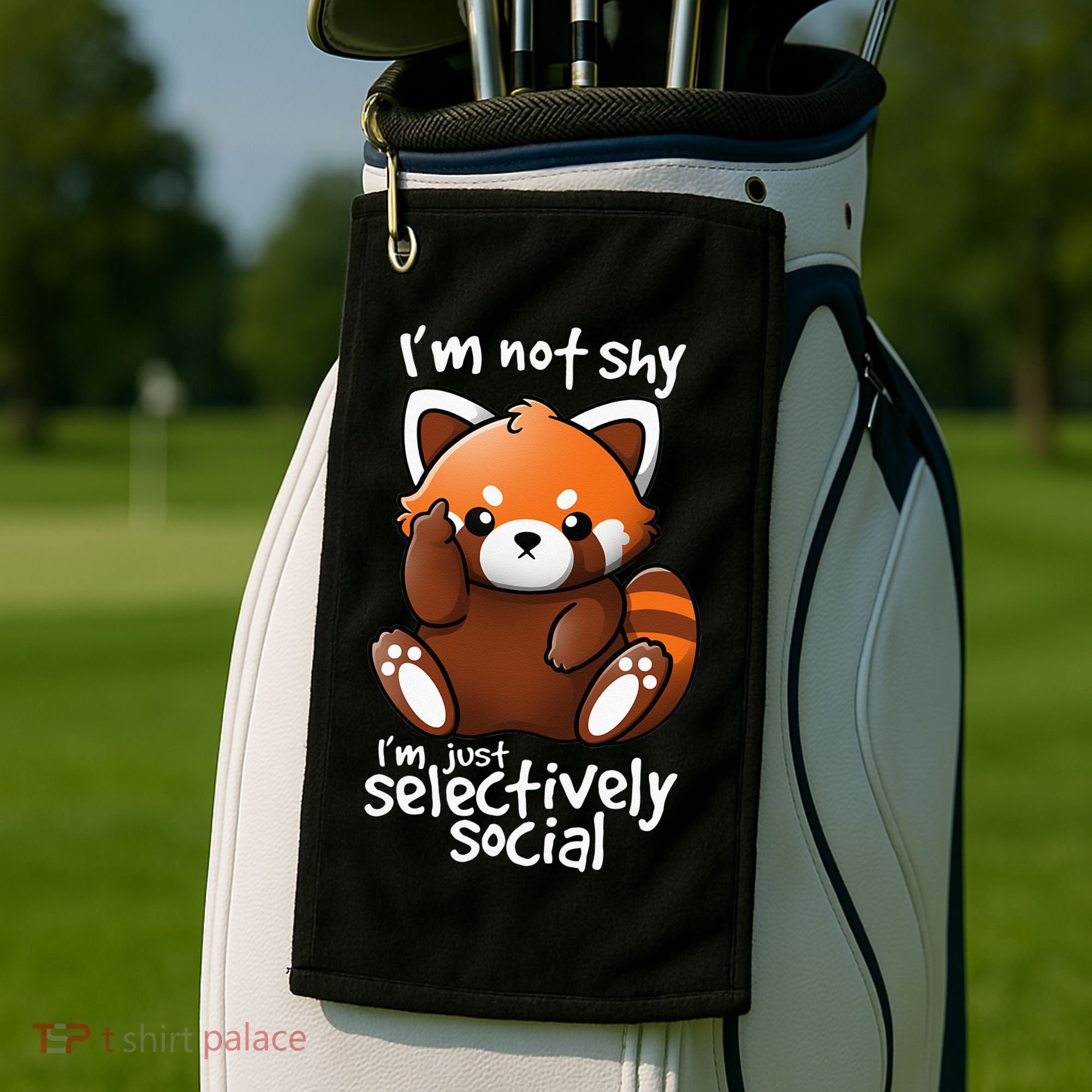 Im Not Shy Im Just Selectively Social Red Panda Antisocial Golf Towel