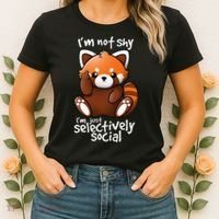 Im Not Shy Im Just Selectively Social Red Panda Antisocial Women's T-Shirt thumb 2