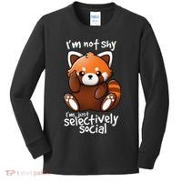 Im Not Shy Im Just Selectively Social Red Panda Antisocial Kids Long Sleeve Shirt thumb 0