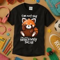 Im Not Shy Im Just Selectively Social Red Panda Antisocial Kids T-Shirt thumb 3