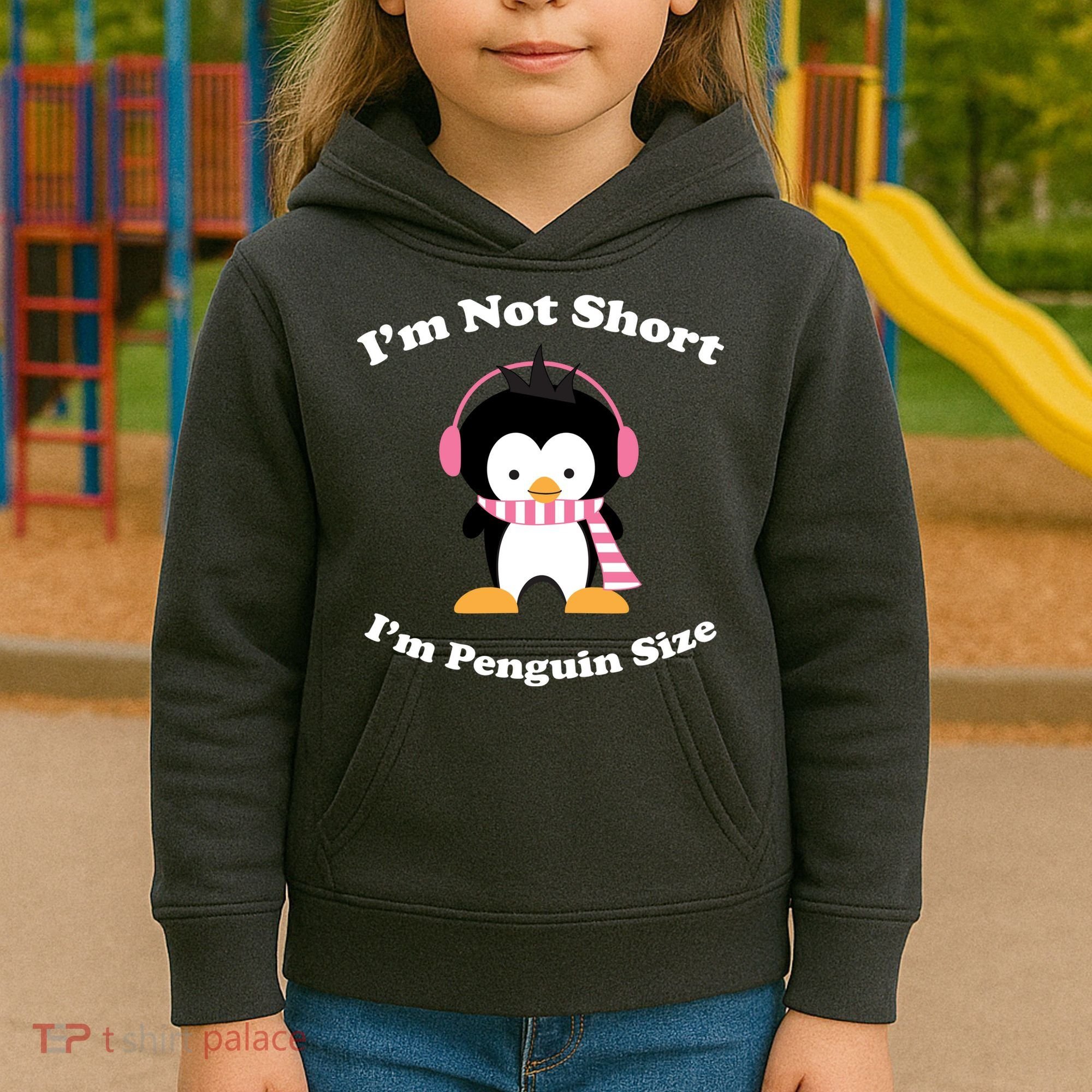 I'm Not Short I'm Penguin Size Kids Hoodie
