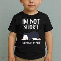 Im Not Short Im Penguin Size Funny Toddler T-Shirt thumb 2