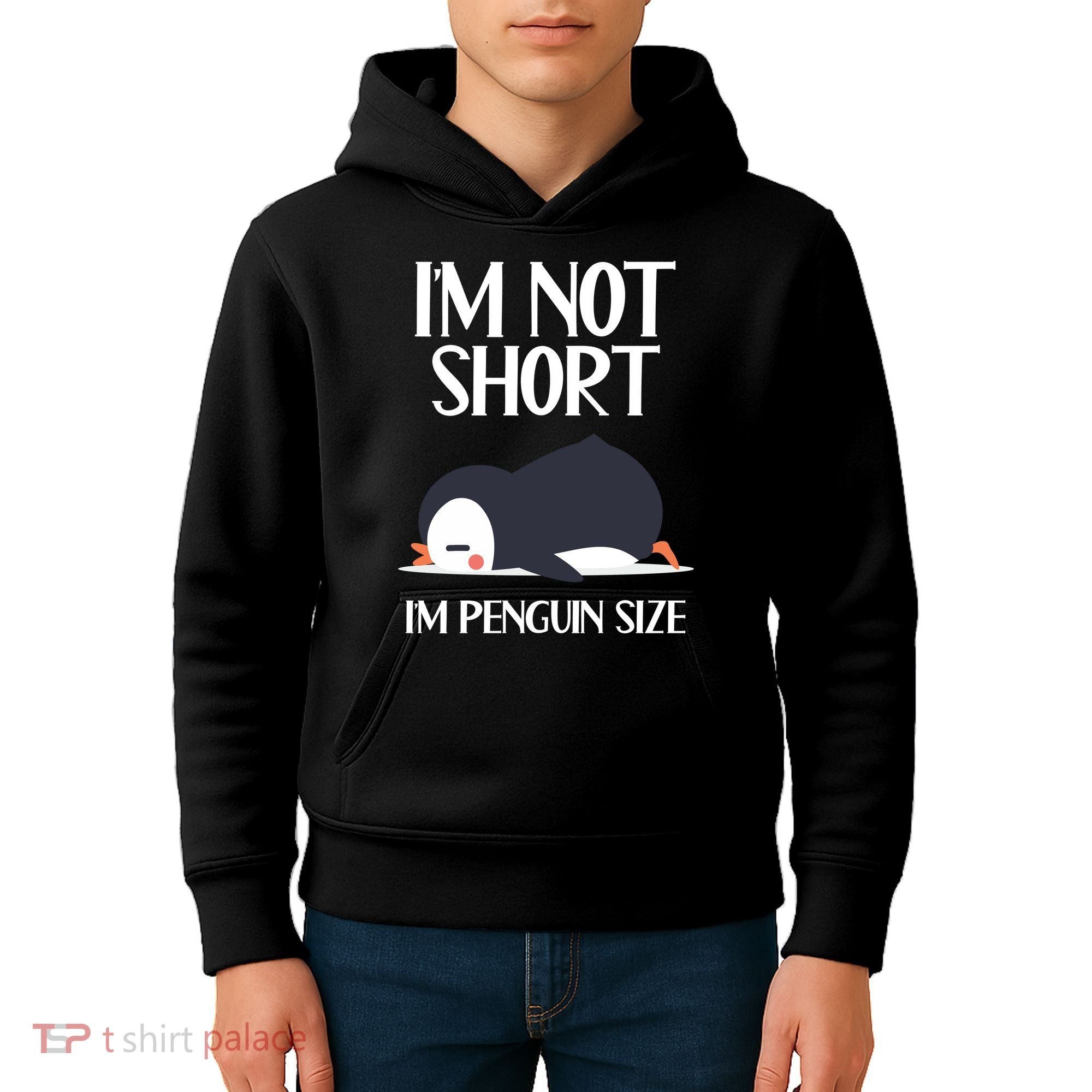 Im Not Short Im Penguin Size Funny Kids Hoodie