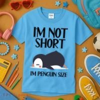 Im Not Short Im Penguin Size Funny Kids T-Shirt thumb 3