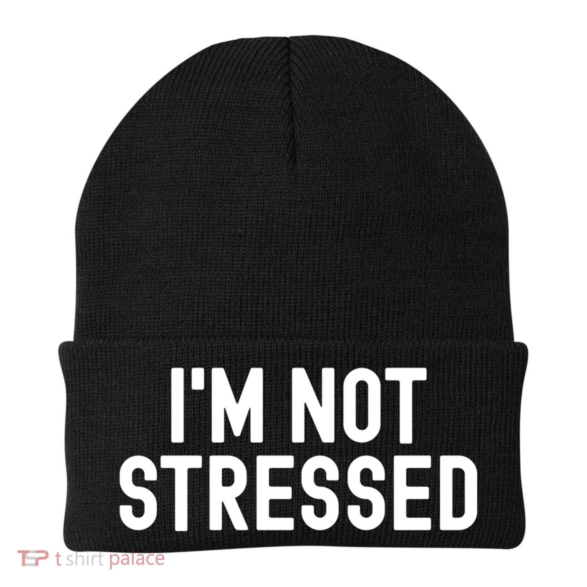 Im Not Stressed White Lie Party Funny Sarcastic Ironic Joke Great Gift Beanie