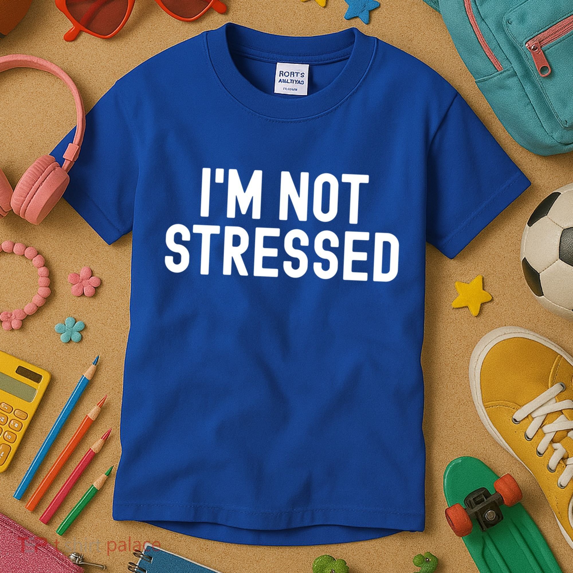 Im Not Stressed White Lie Party Funny Sarcastic Ironic Joke Great Gift Kids T-Shirt
