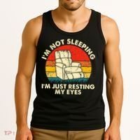 I'm Not Sleeping I'm Just Resting My Eyes Fathers Dad Joke Tank Top thumb 3
