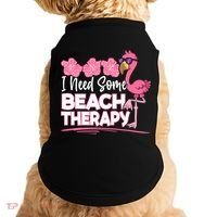 I Need Some Beach Therapy Summer Vacay Flamingo Doggie Tank thumb 0