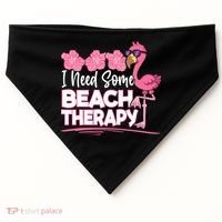 I Need Some Beach Therapy Summer Vacay Flamingo USA-Made Doggie Bandana thumb 0