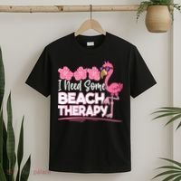 I Need Some Beach Therapy Summer Vacay Flamingo T-Shirt thumb 2