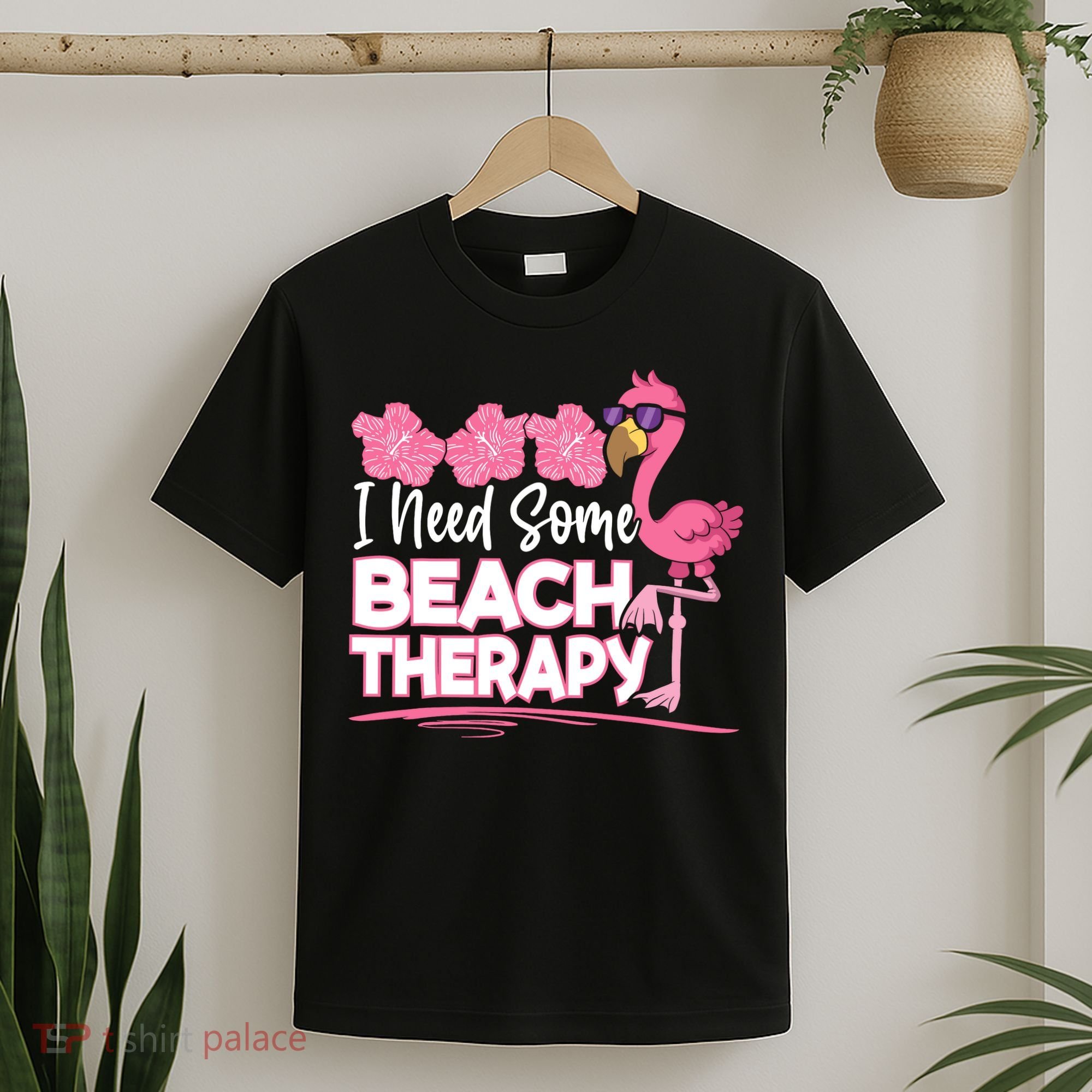 I Need Some Beach Therapy Summer Vacay Flamingo T-Shirt