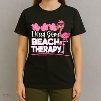I Need Some Beach Therapy Summer Vacay Flamingo T-Shirt thumb 4