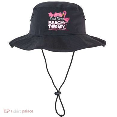 I Need Some Beach Therapy Summer Vacay Flamingo Bucket Hat