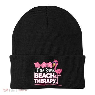 I Need Some Beach Therapy Summer Vacay Flamingo Beanie