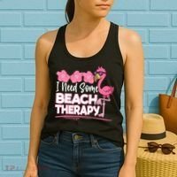 I Need Some Beach Therapy Summer Vacay Flamingo Women's Tank Top thumb 2