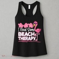 I Need Some Beach Therapy Summer Vacay Flamingo Women's Tank Top thumb 3