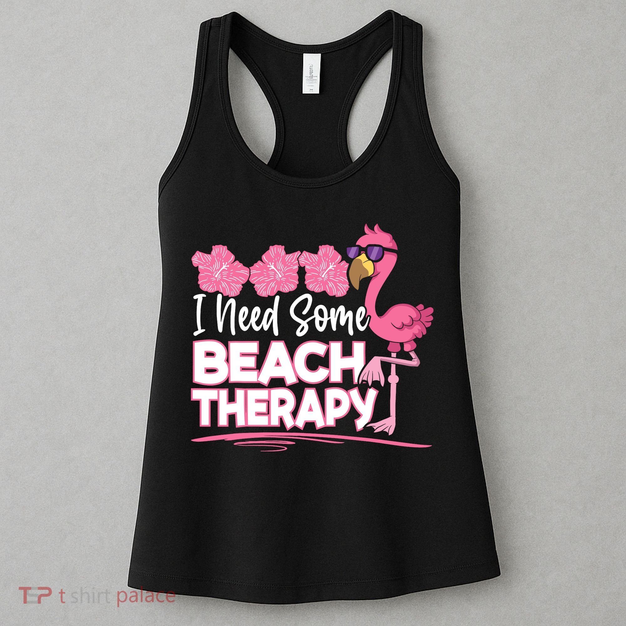 I Need Some Beach Therapy Summer Vacay Flamingo Women's Tank Top