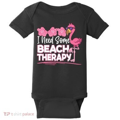 I Need Some Beach Therapy Summer Vacay Flamingo Baby Bodysuit