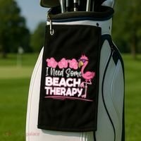 I Need Some Beach Therapy Summer Vacay Flamingo Golf Towel thumb 2