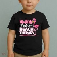 I Need Some Beach Therapy Summer Vacay Flamingo Toddler T-Shirt thumb 2
