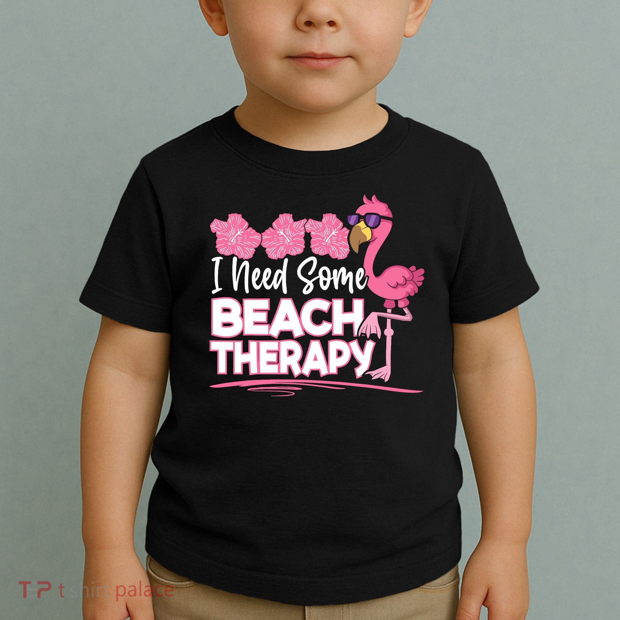I Need Some Beach Therapy Summer Vacay Flamingo Toddler T-Shirt