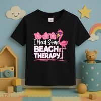 I Need Some Beach Therapy Summer Vacay Flamingo Toddler T-Shirt thumb 3