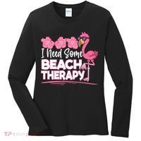 I Need Some Beach Therapy Summer Vacay Flamingo Women's Long Sleeve Shirt thumb 0