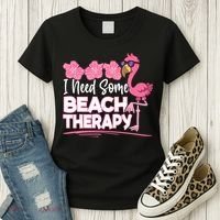 I Need Some Beach Therapy Summer Vacay Flamingo Women's T-Shirt thumb 3