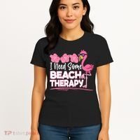 I Need Some Beach Therapy Summer Vacay Flamingo Women's T-Shirt thumb 4