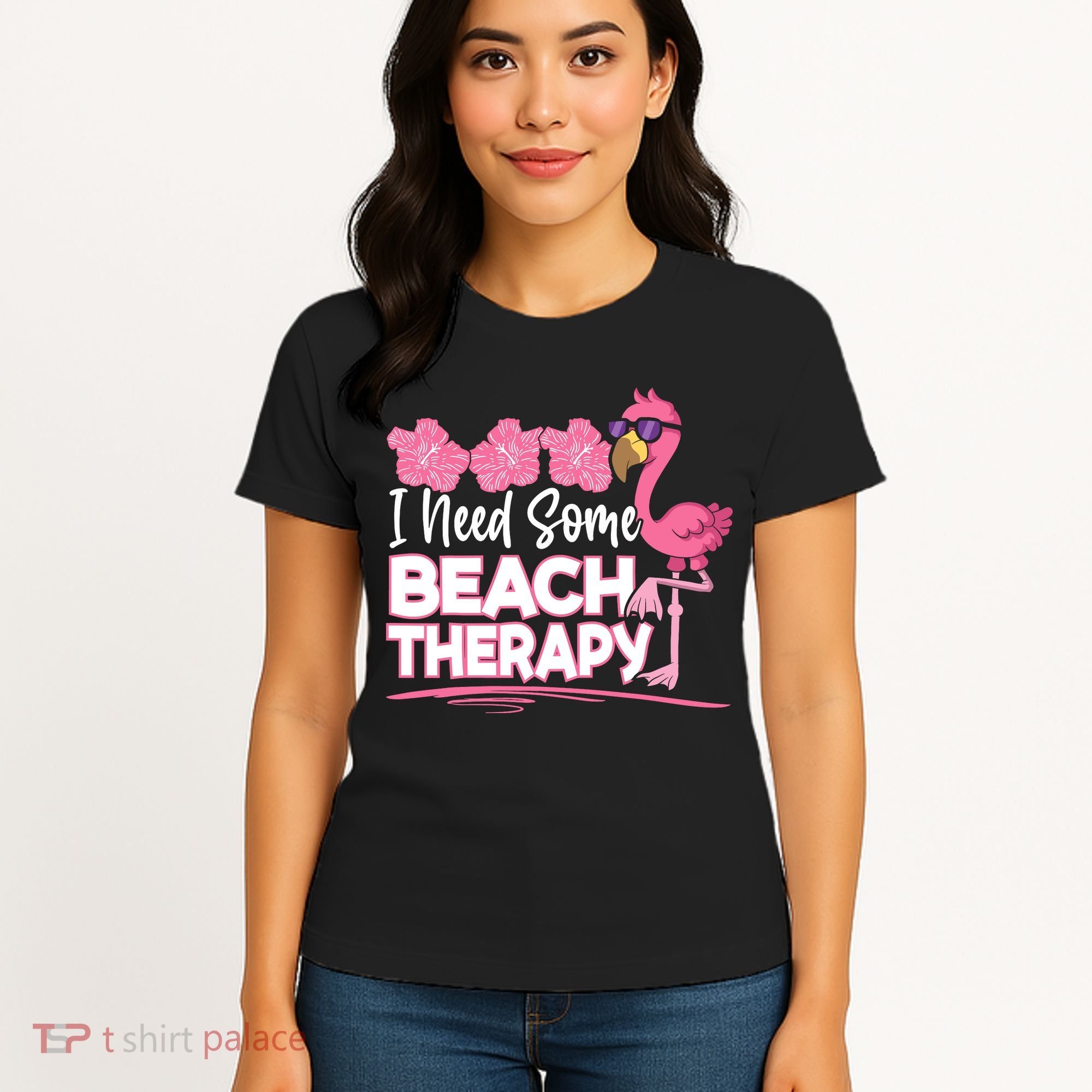 I Need Some Beach Therapy Summer Vacay Flamingo Women's T-Shirt
